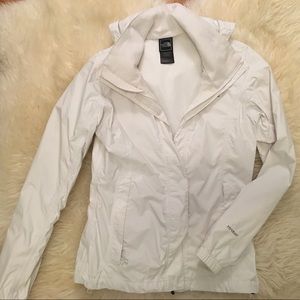 North Face white raincoat